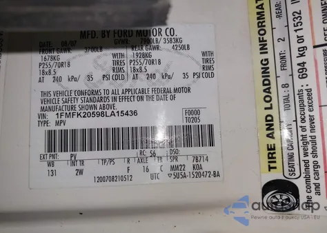 2008 Ford Expedition El Limited from USA, damaged, VIN 1FMFK20598LA15436